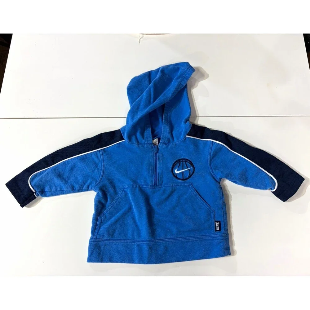 Vintage/y2k Nike Baby 12 Months Blue/Navy Colorblock 1/4 Zip Hoodie w/ Pockets